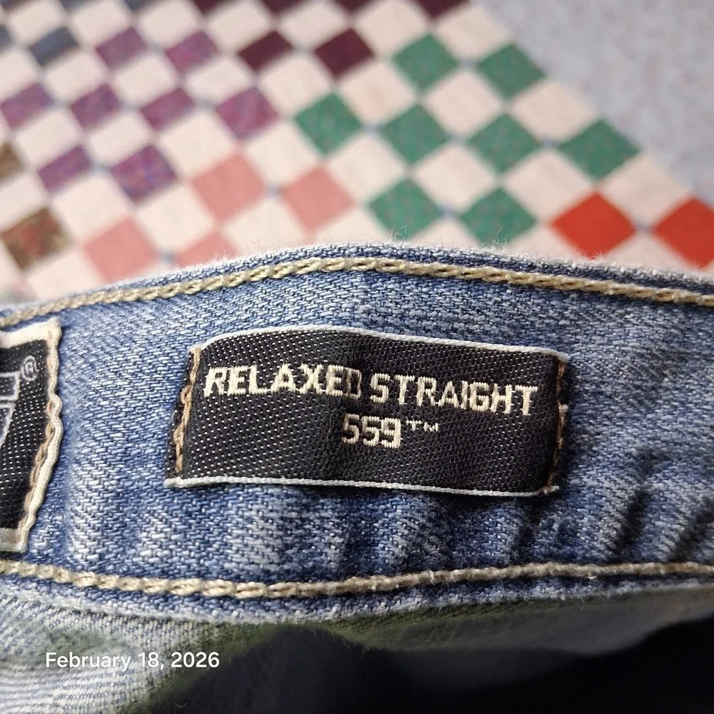 Y2K Levi 559 Relaxed Straight 32x32 Blue Stone Wash Jeans Mens‎